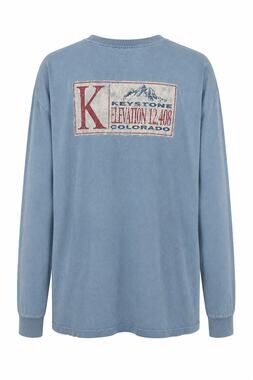 Keystone Colorado Comfort Colors T Shirt SZ L Blue Long Sleeve Mountain Ski Tee